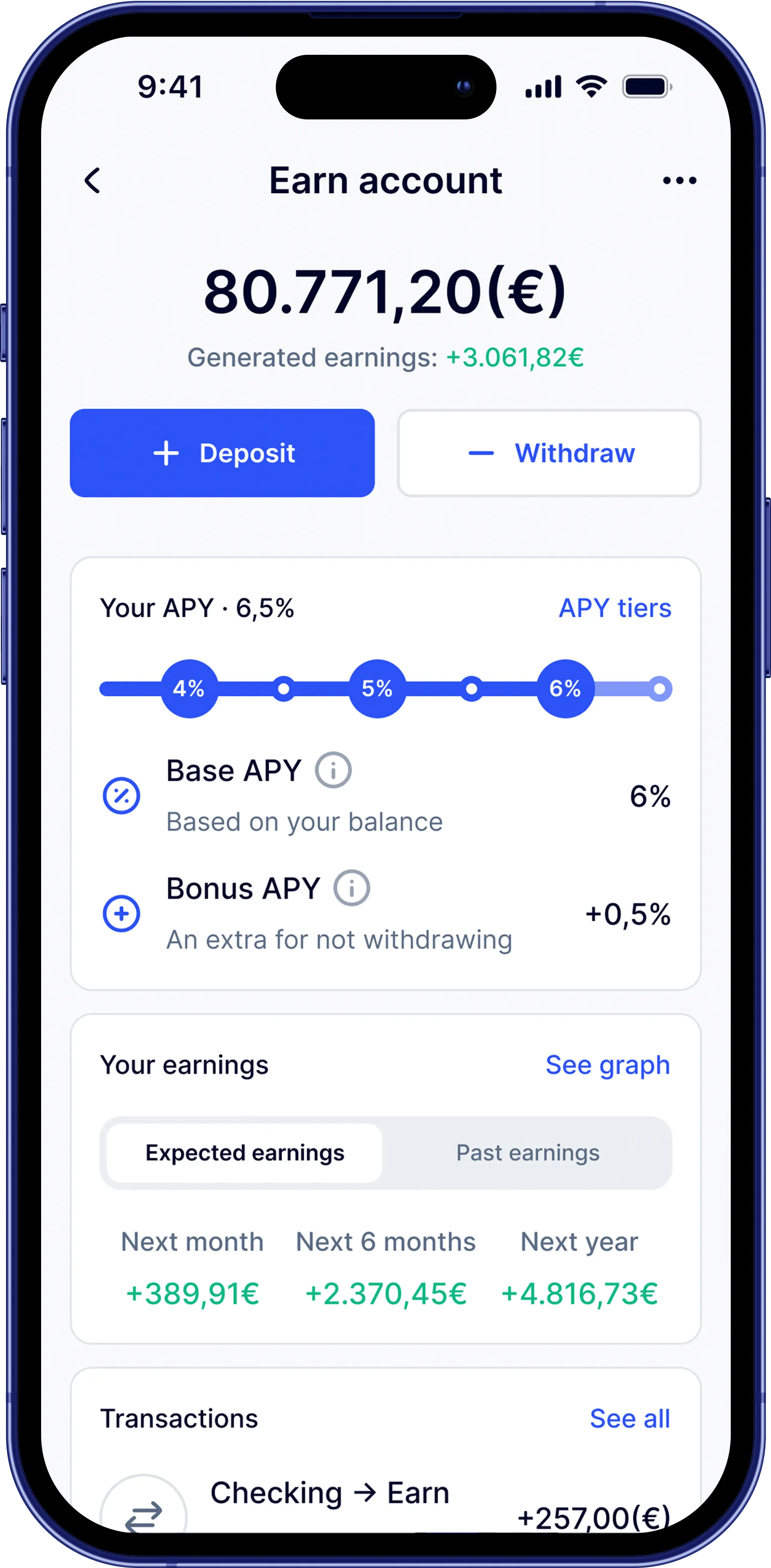 Rand Earn Account app screen